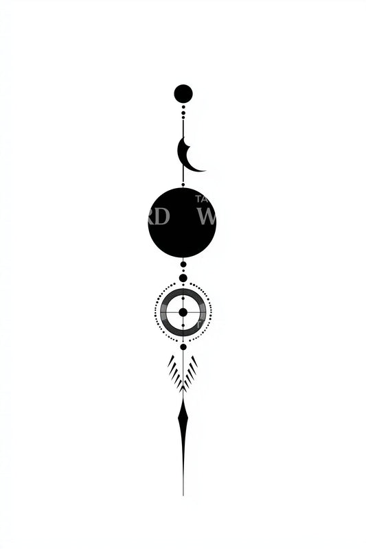 Geometric Lunar Totem Tattoo Design
