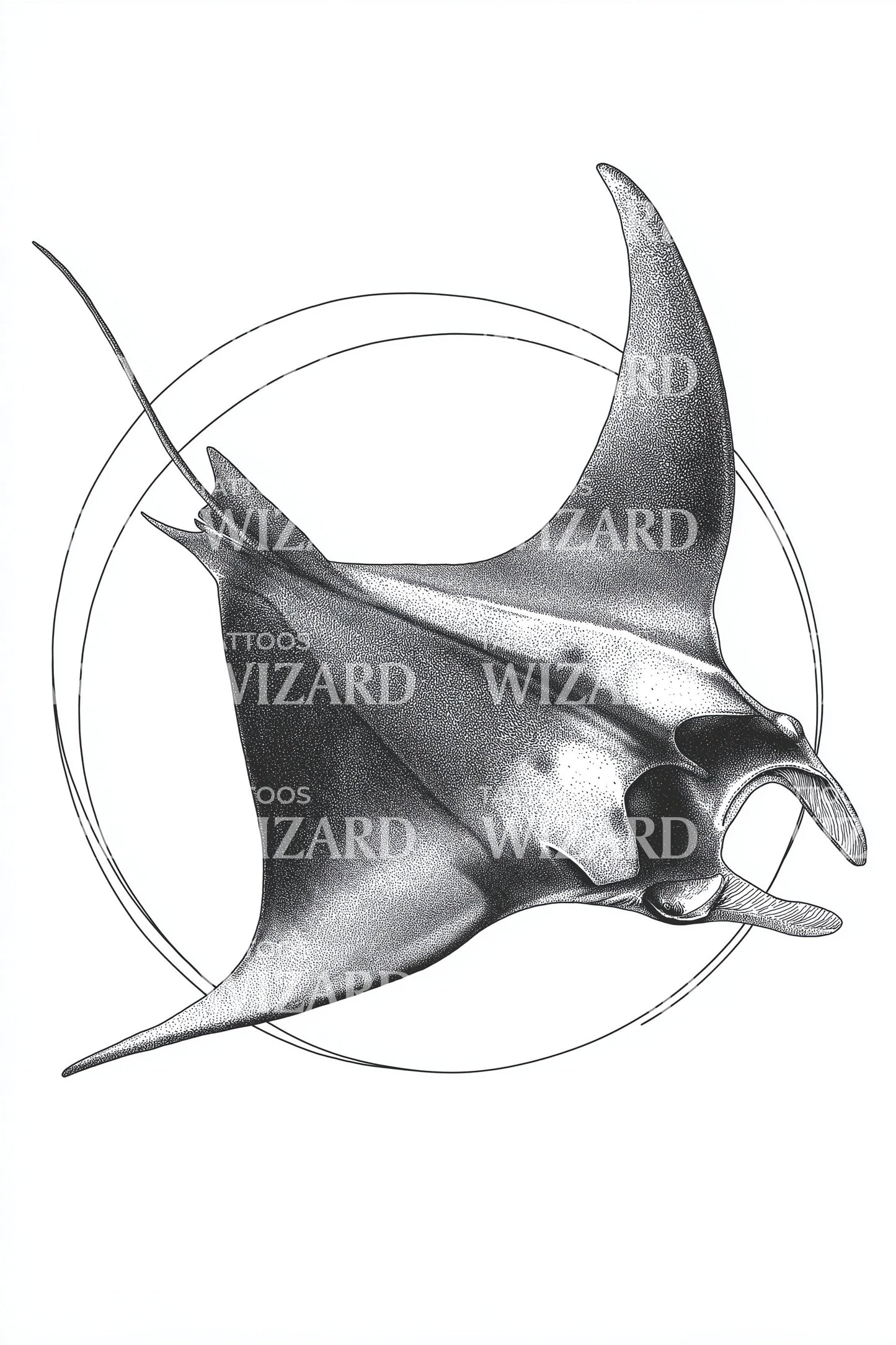 Geometric Manta Ray Tattoo Design