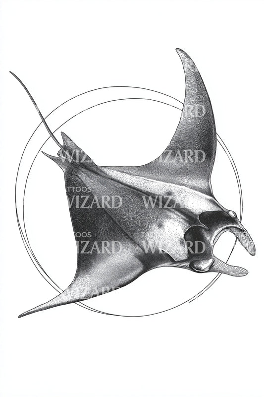 Geometric Manta Ray Tattoo Design