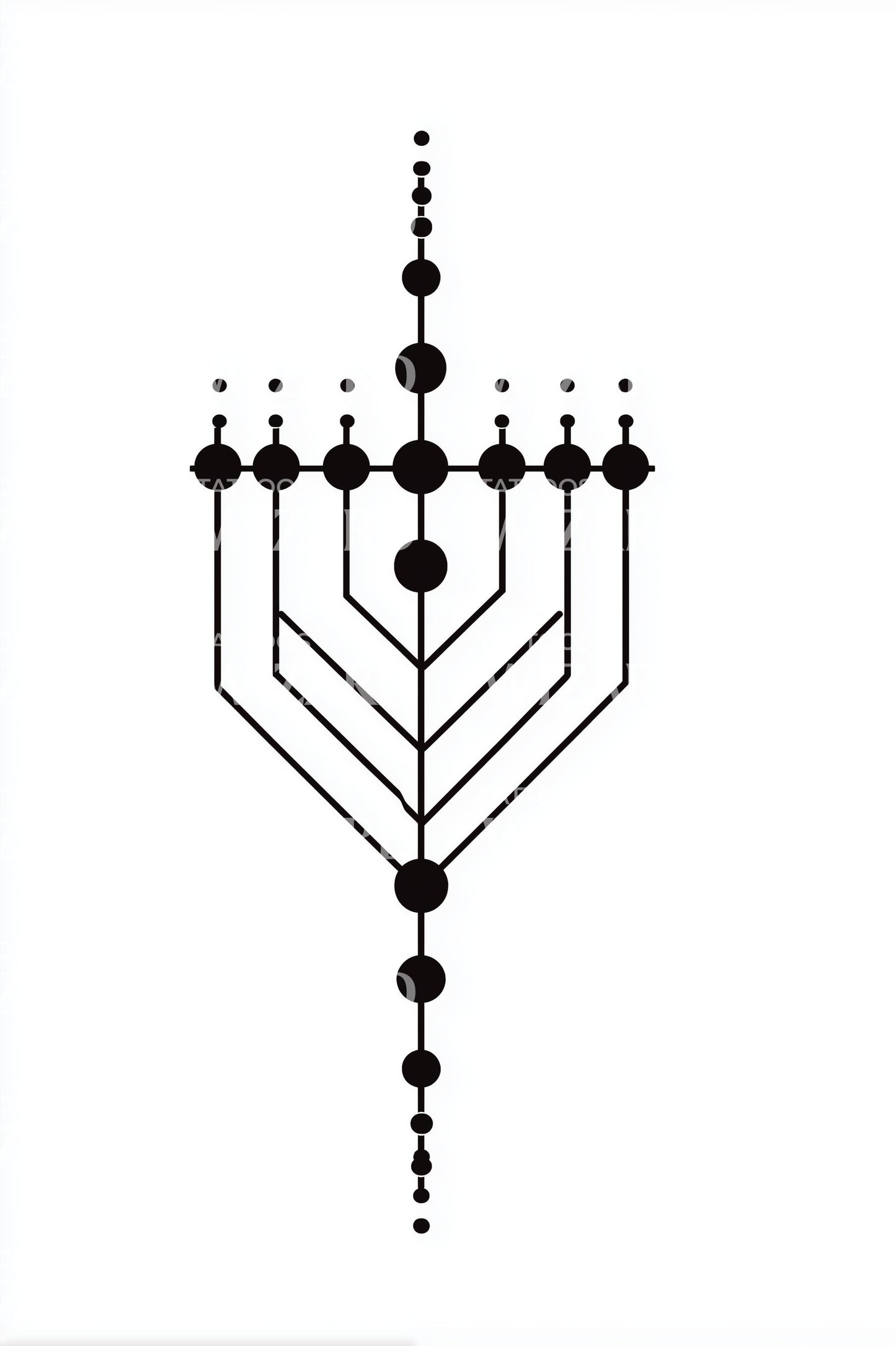 Geometric Menorah Holiday Lights Tattoo Design