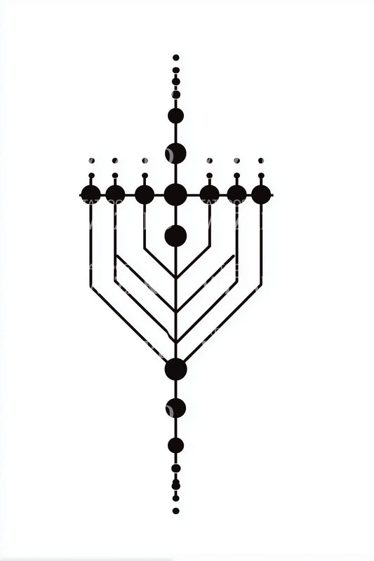 Geometric Menorah Holiday Lights Tattoo Design