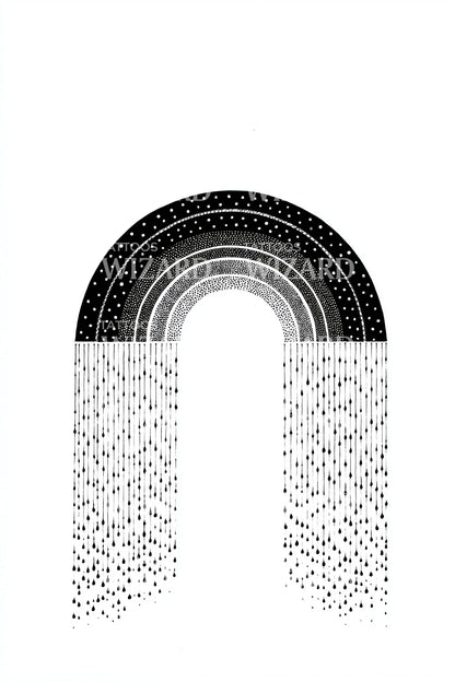 Geometric Monochrome Rainbow Tattoo Idea