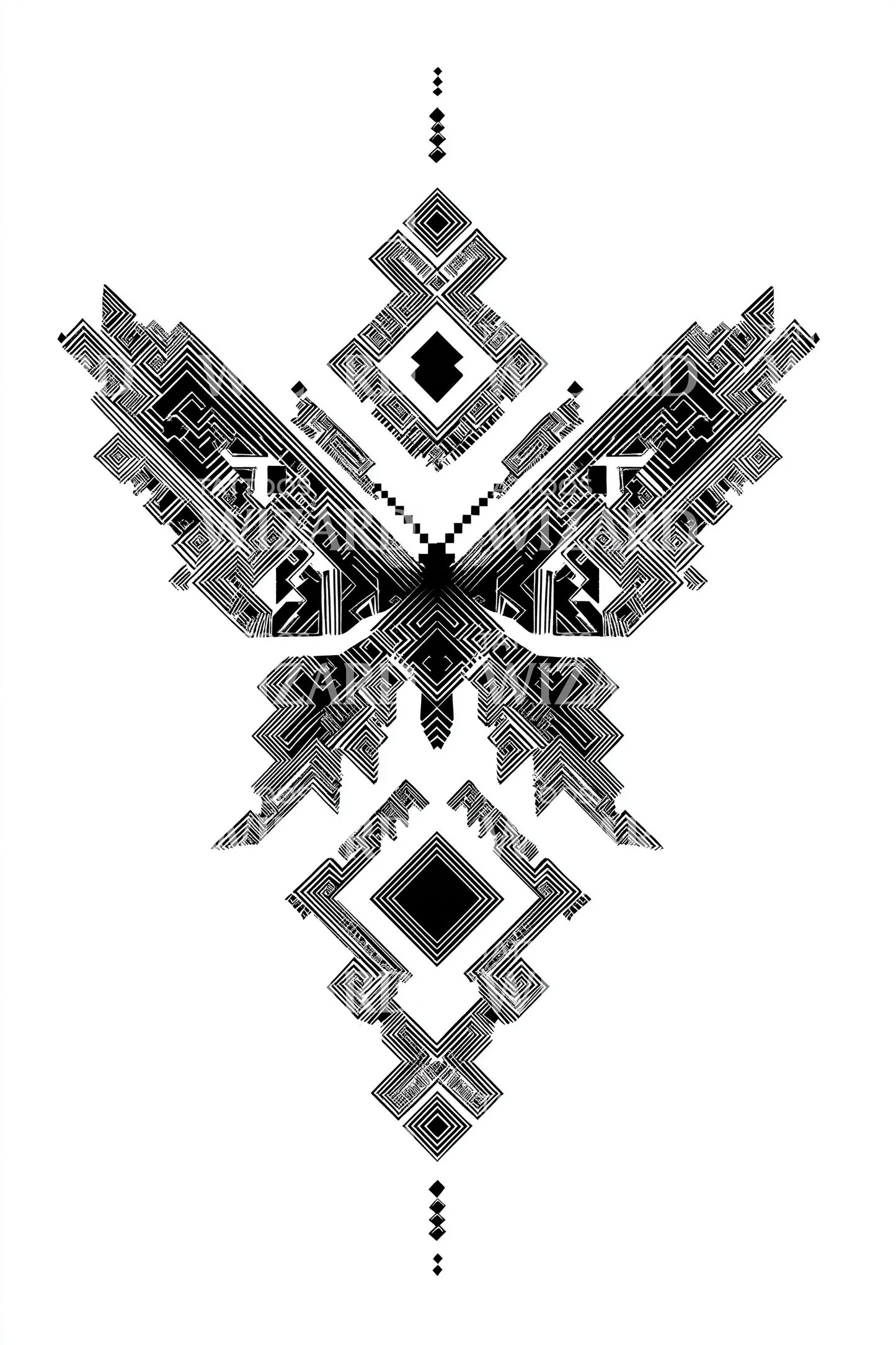 Geometrický tetovací motiv totemu můry