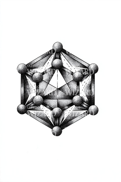 Geometric Node Polyhedron Tattoo Design