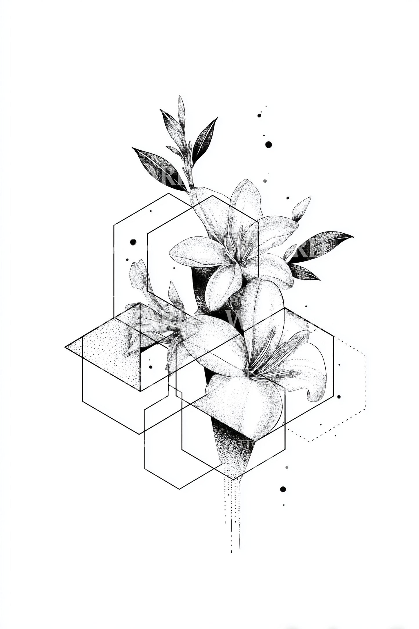 Geometric Olive Leaves Tattoo Design