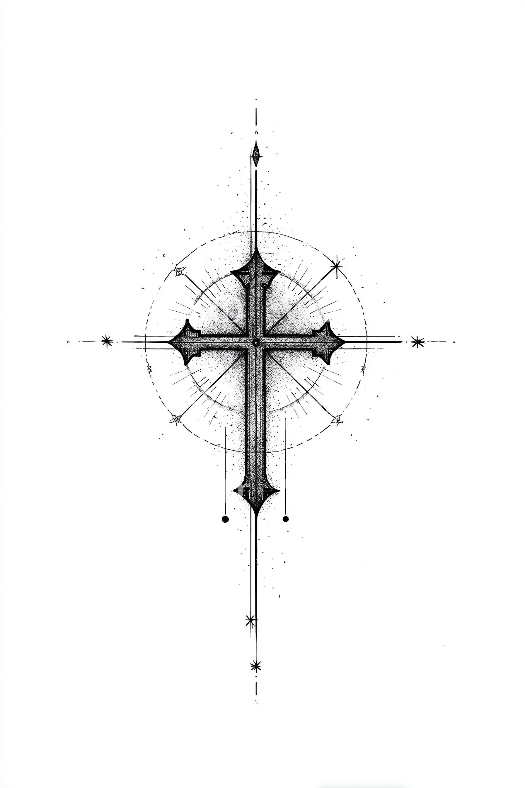 Geometrisch Orb Kruis Tattoo Ontwerp – Tattoos Wizard Designs, image size:1792x2688