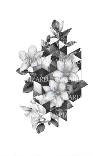 Geometrisch Orchidee Prisma Tatoeage Ontwerp