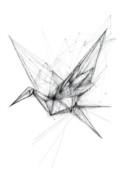 Geometric Origami Crane Tattoo Idea