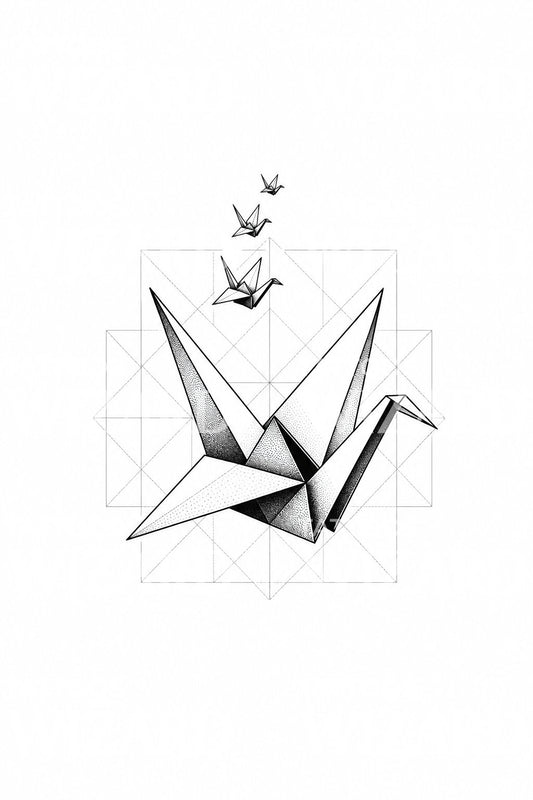 Geometrikus origami daru tetoválásötlet