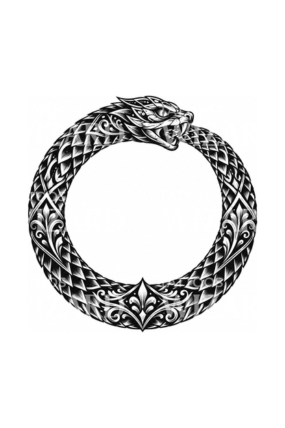 Geometrischer Ouroboros-Schlangenkreis, Tattoo-Idee