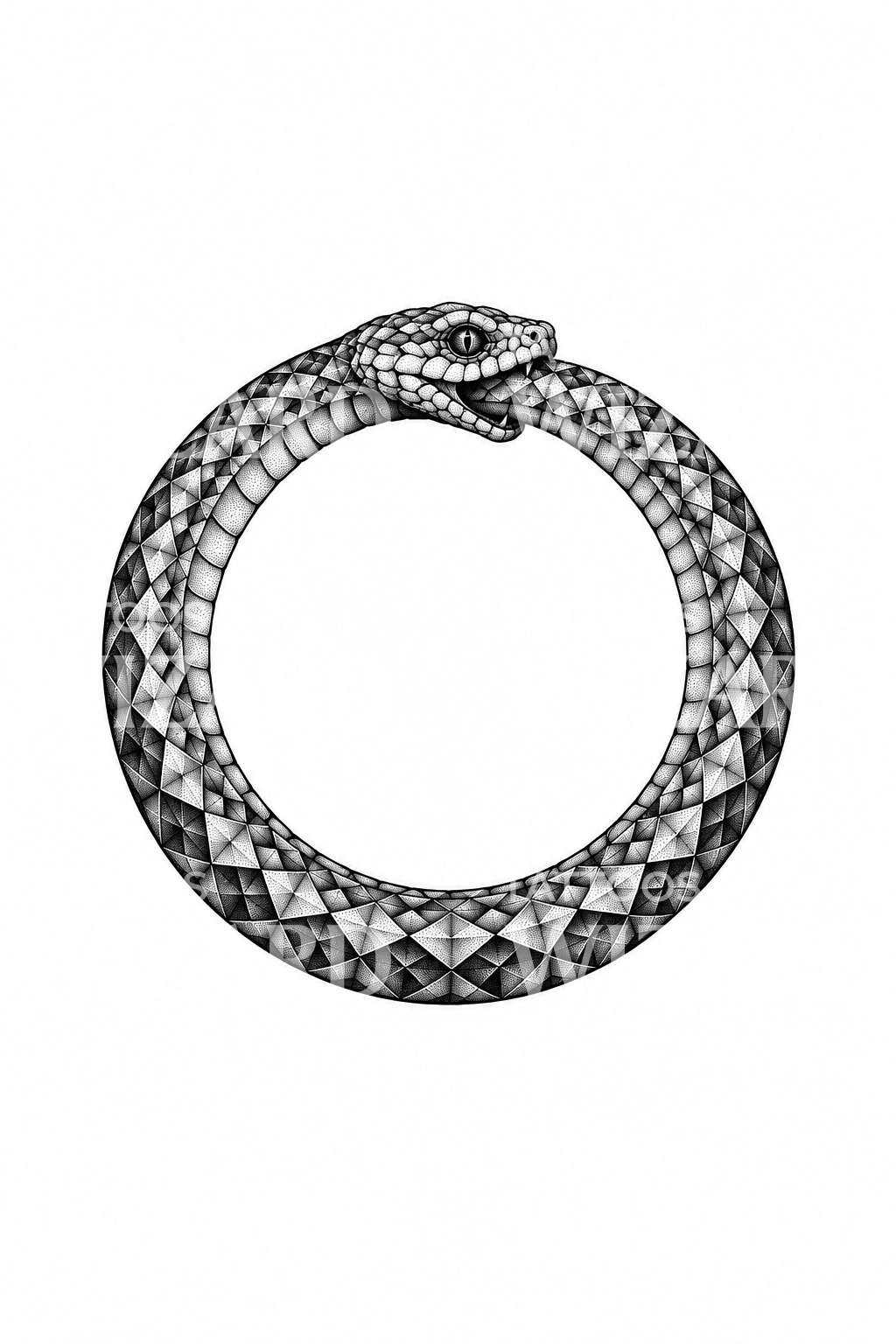 Geometric Ouroboros Serpent Tattoo Illustration