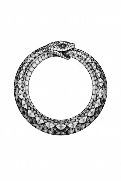 Geometric Ouroboros Serpent Tattoo Illustration