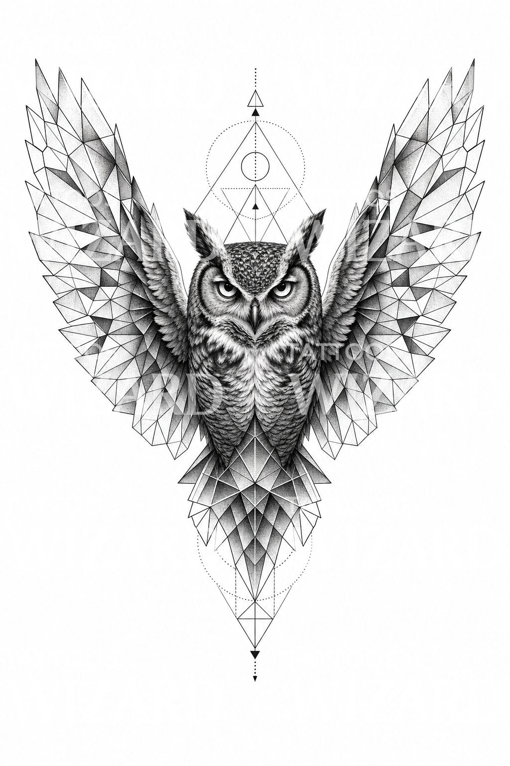Geometric Owl Tattoo Design