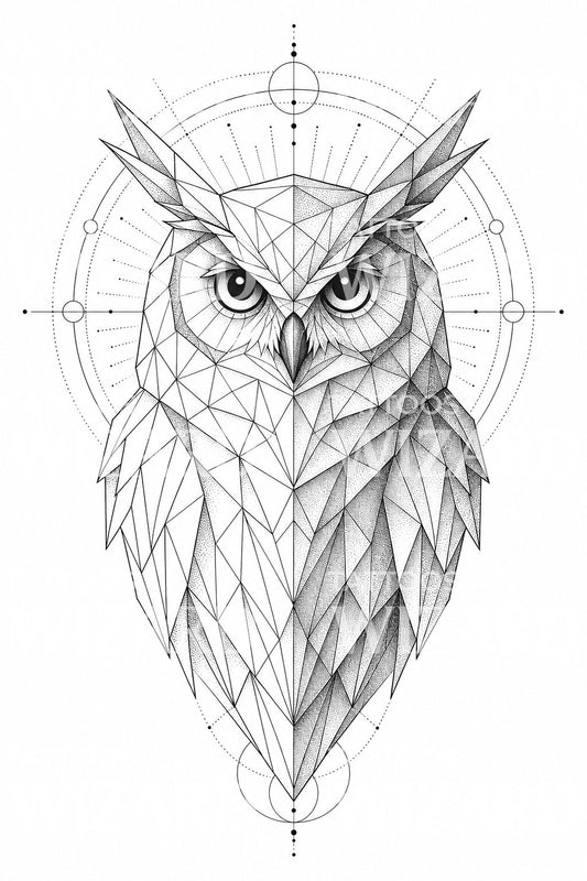 Motif de tatouage hibou géométrique