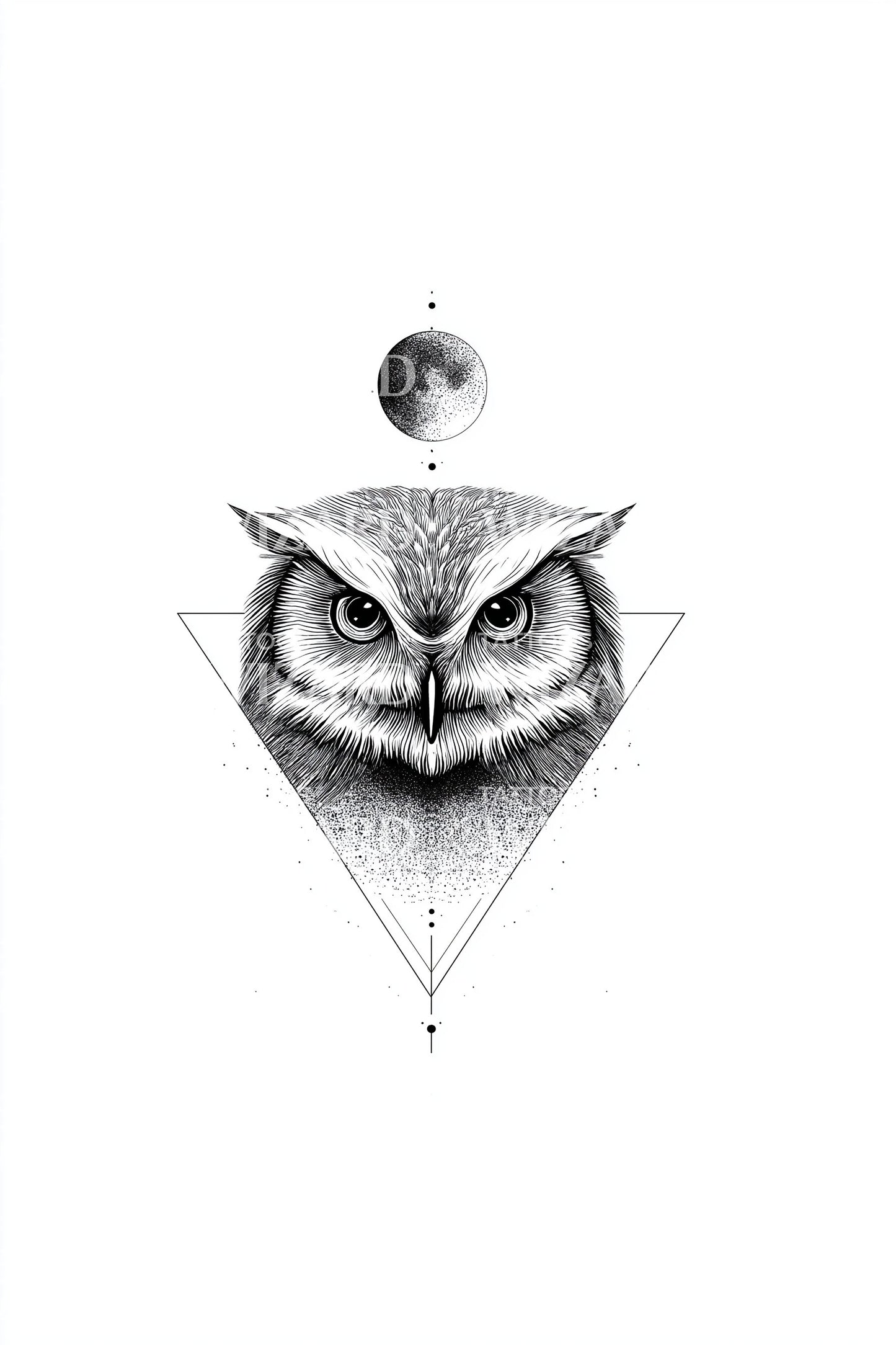 Geometric Owl Triangle Tattoo Design