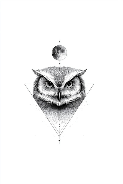 Geometric Owl Triangle Tattoo Design