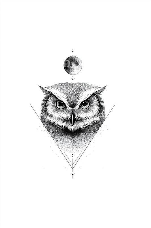 Geometric Owl Triangle Tattoo Design