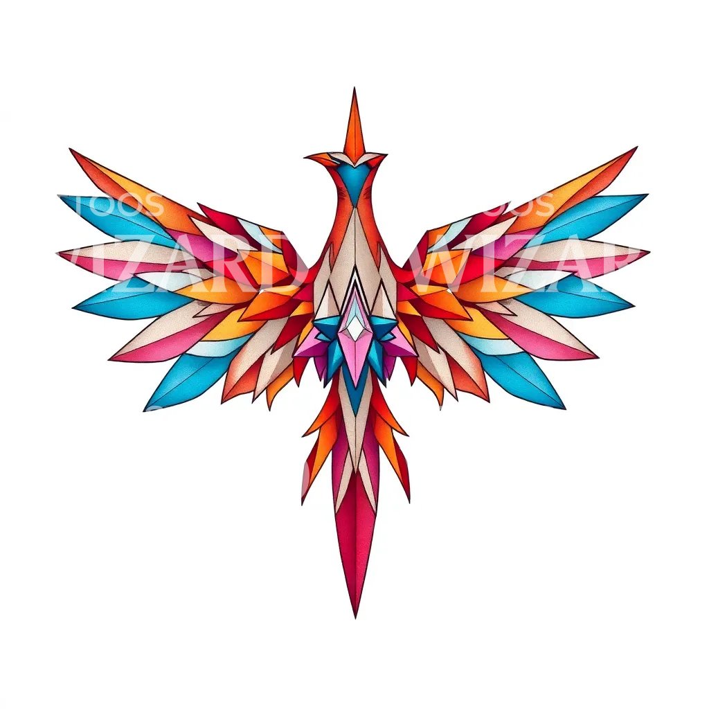 Geometric Phoenix Tattoo Design
