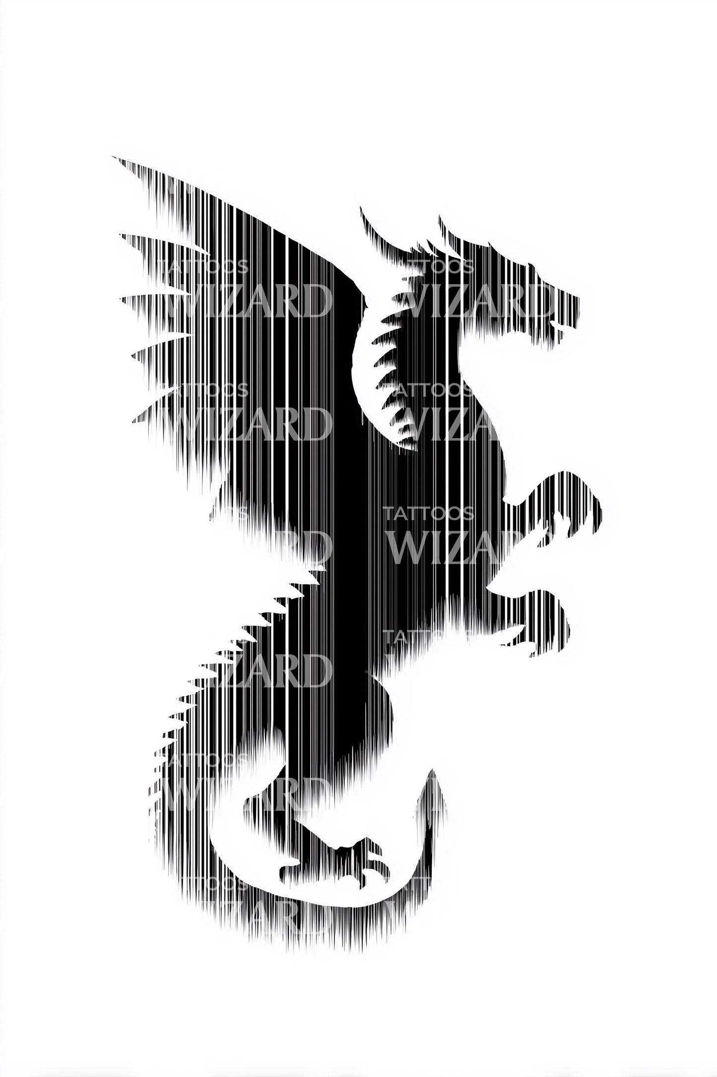 Geometric Pixel Dragon Tattoo Design