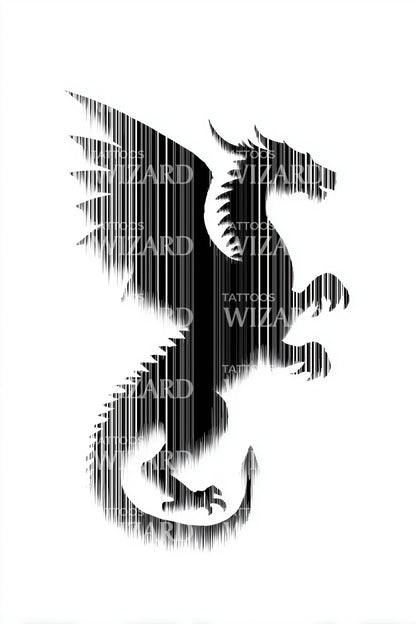 Geometric Pixel Dragon Tattoo Design