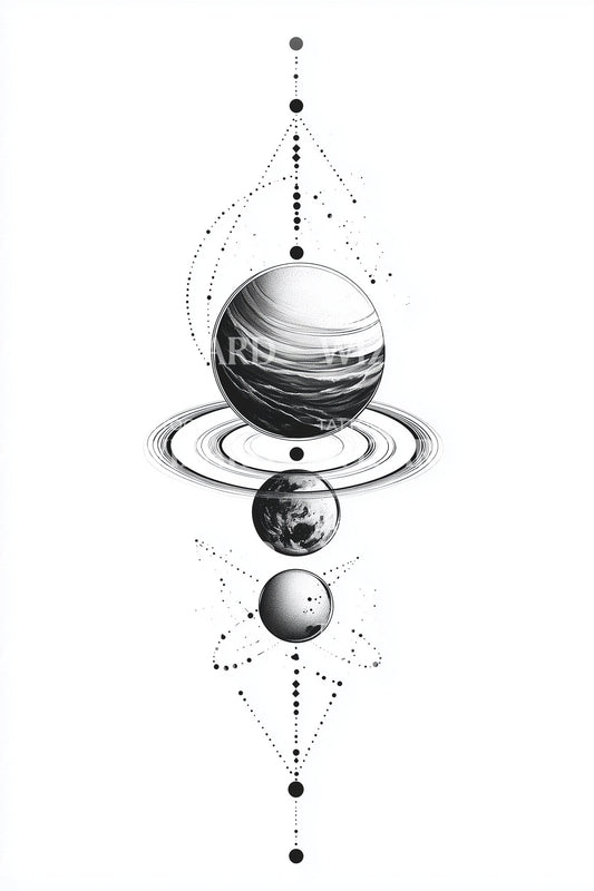 Geometrische Planetenumlaufbahn Tattoo-Idee
