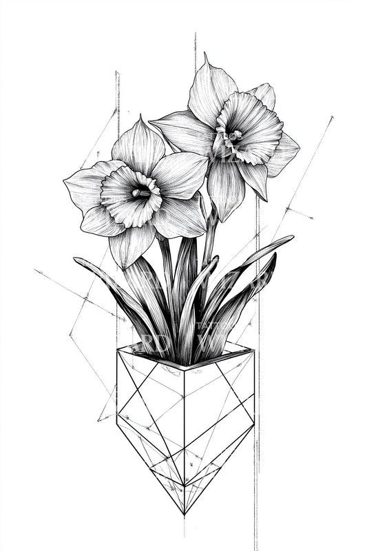Design de Tatuagem de Cristal de Planta Geométrica