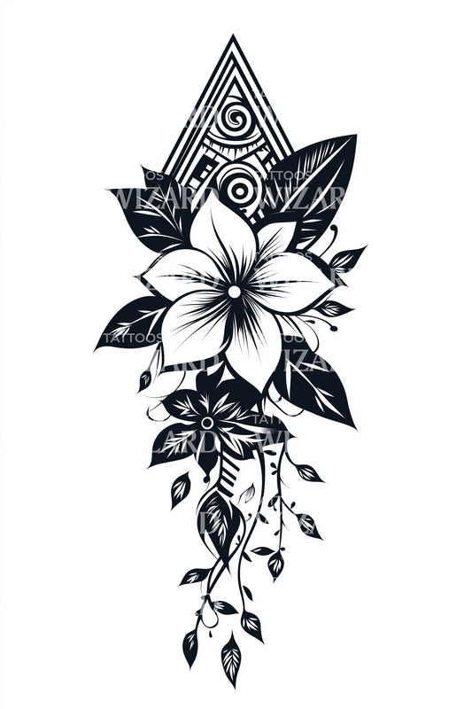 几何鸡蛋花吊坠纹身设计