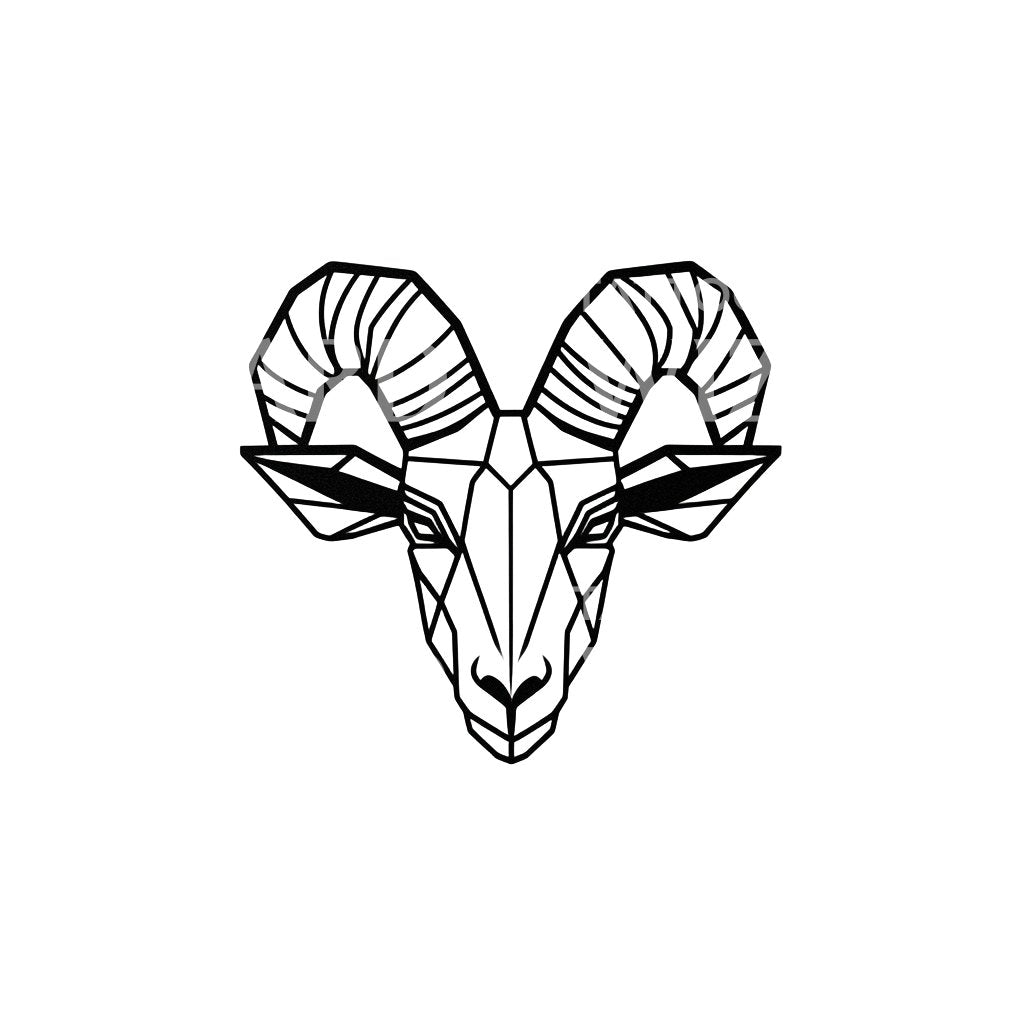 Geometric Ram Head for Resilience Tattoo Design