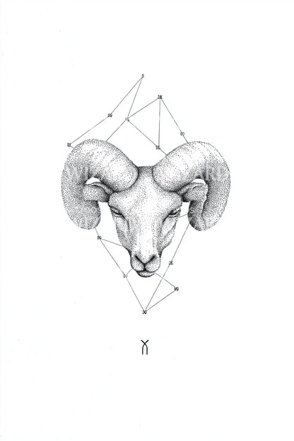 Geometric Ram Skull Tattoo Design