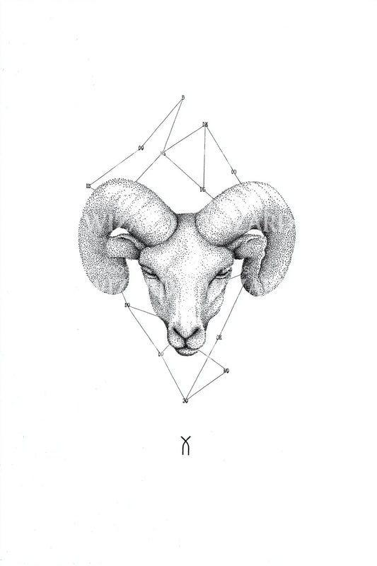 Geometric Ram Skull Tattoo Design