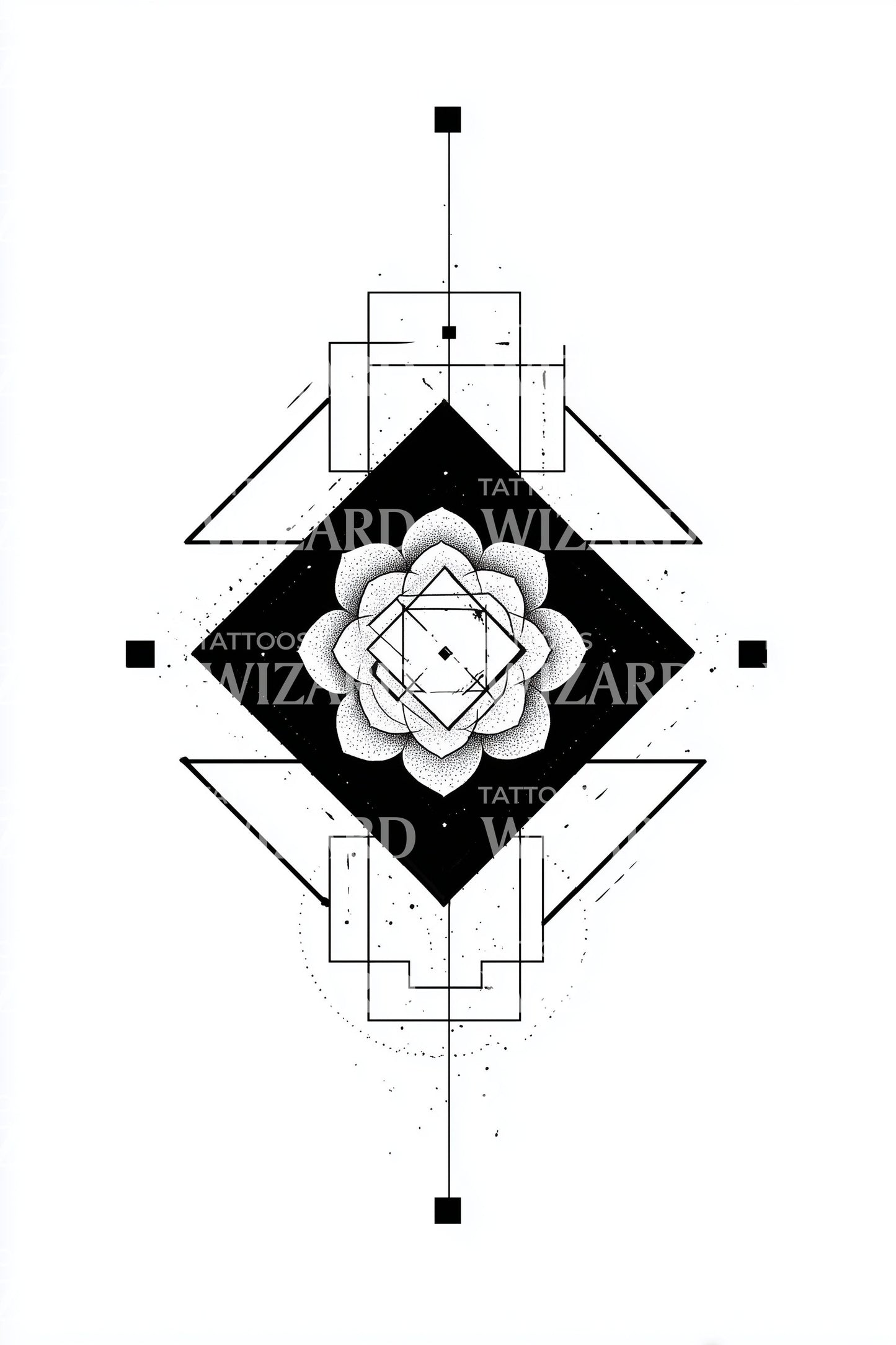Geometrisk Rose Diamant Tatoveringsdesign