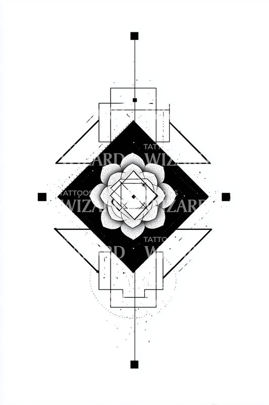 Design di Tatuaggio Diamante Rosa Geometrica