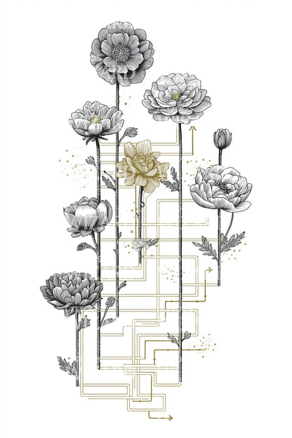 Geometric Rose Grid Tattoo Design