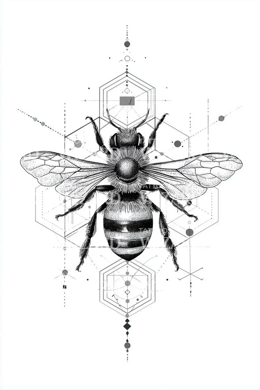 Geometric Sacred Bee Tattoo Design