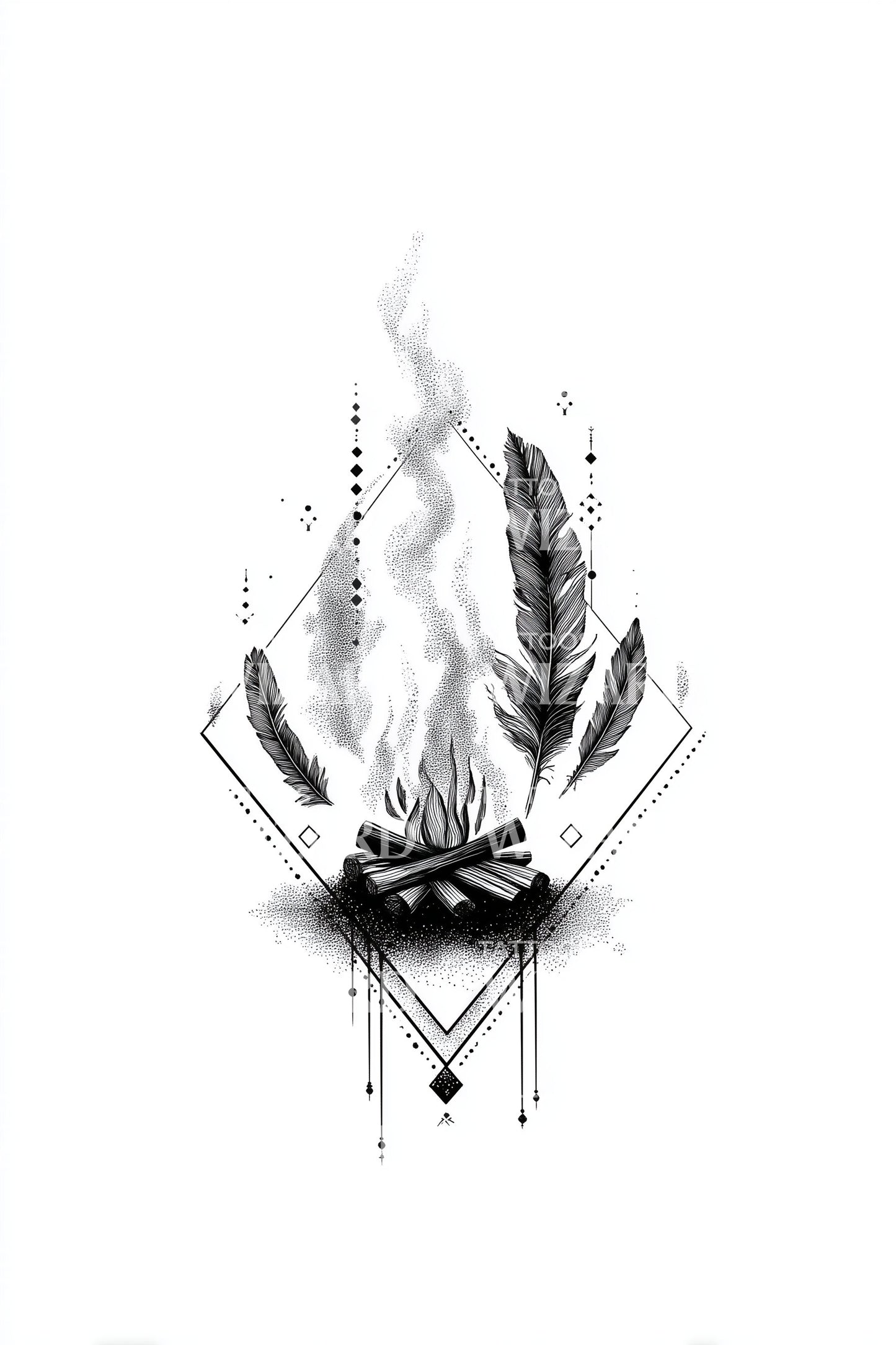 Geometric Sacred Flame Tattoo Design