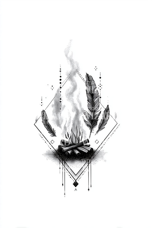 Geometric Sacred Flame Tattoo Design