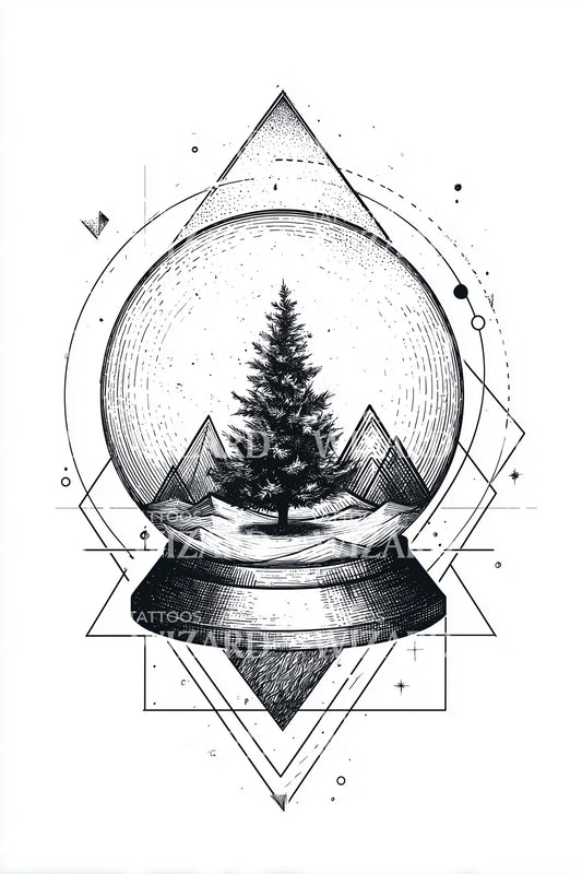 Geometric Snow Globe Tattoo Design