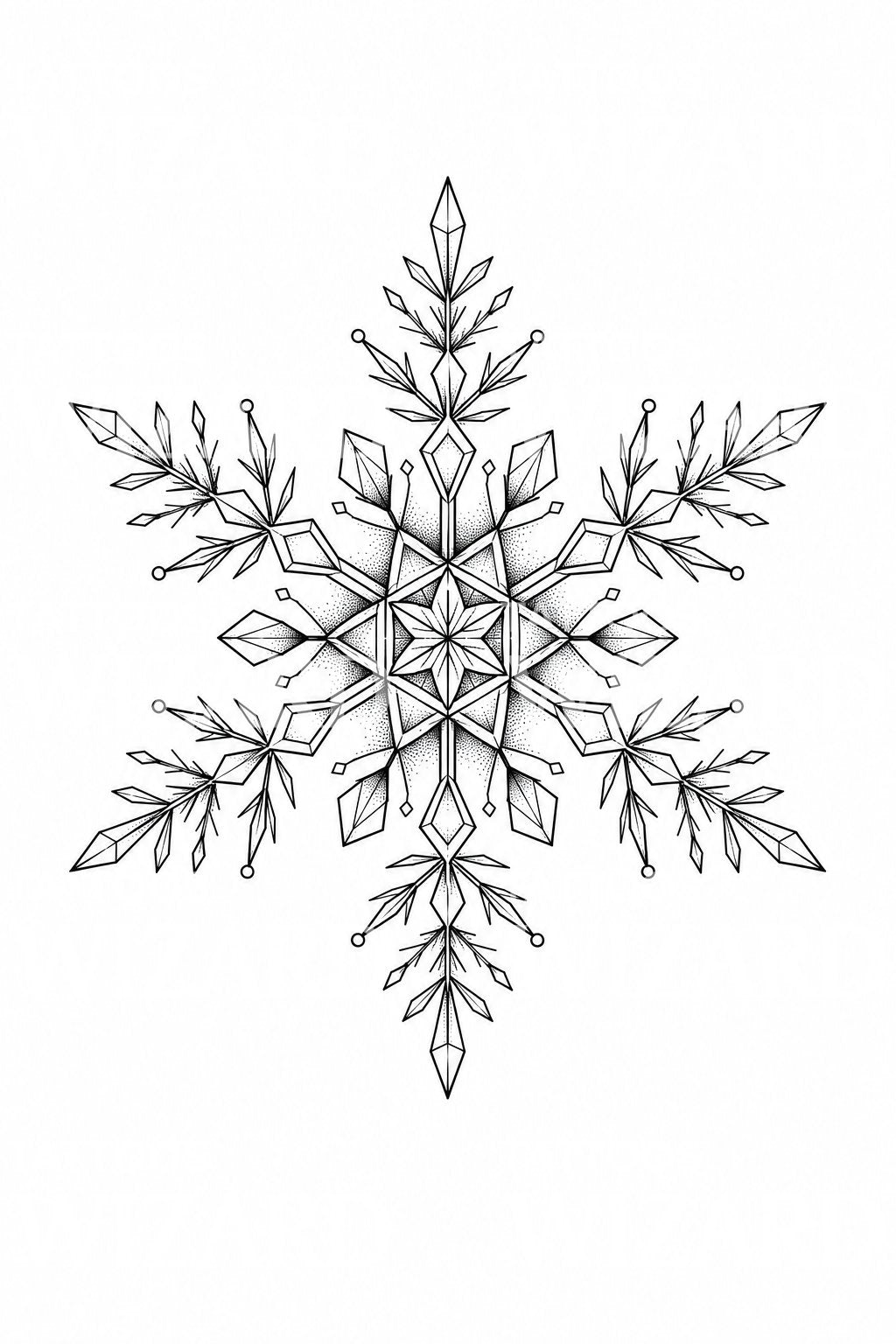 Geometric Snowflake Tattoo Design
