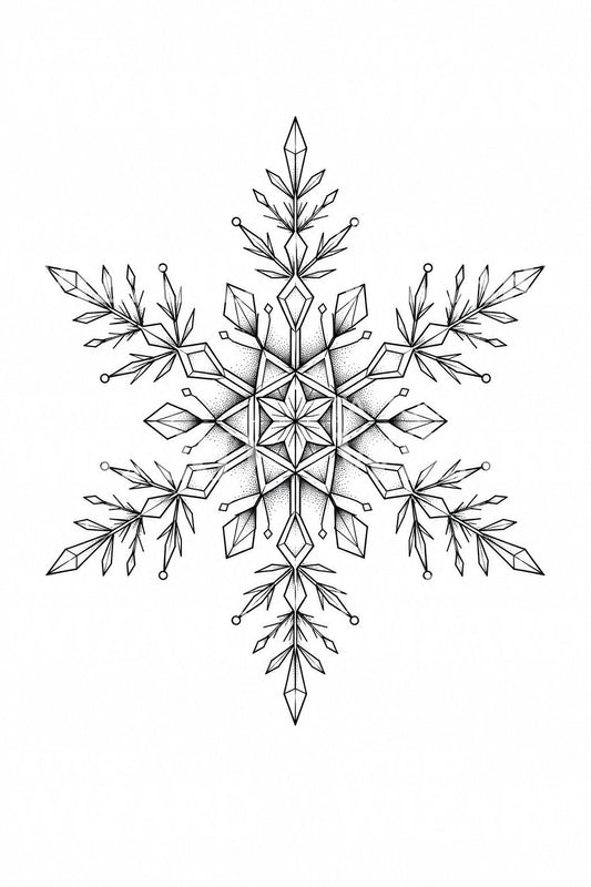 Geometric Snowflake Tattoo Design