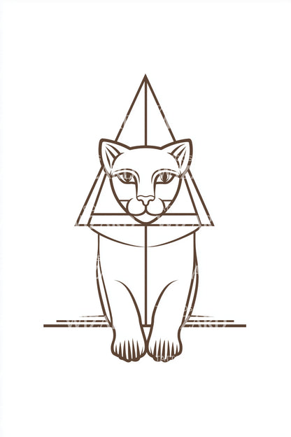 Geometric Sphynx Cat Tattoo Design