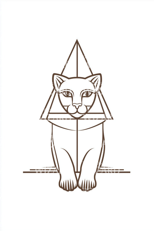 Geometric Sphynx Cat Tattoo Design