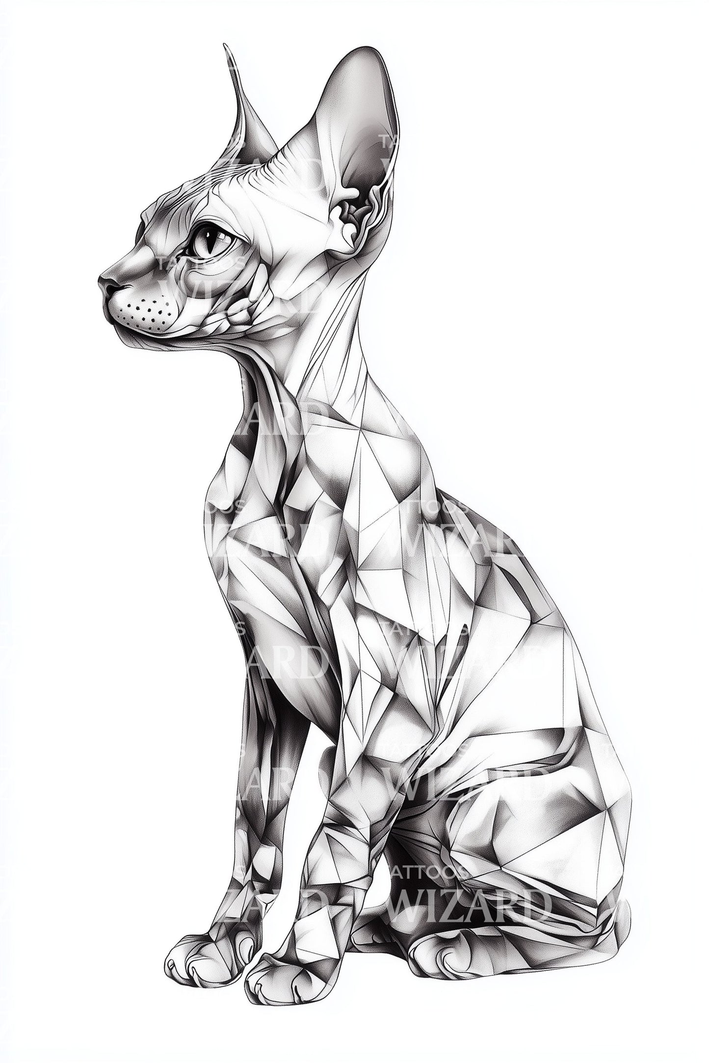 Geometrisches Sphynx-Katzen-Tattoo-Design