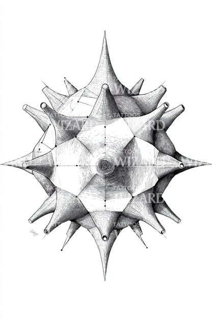 Geometric Spore Star Tattoo Design