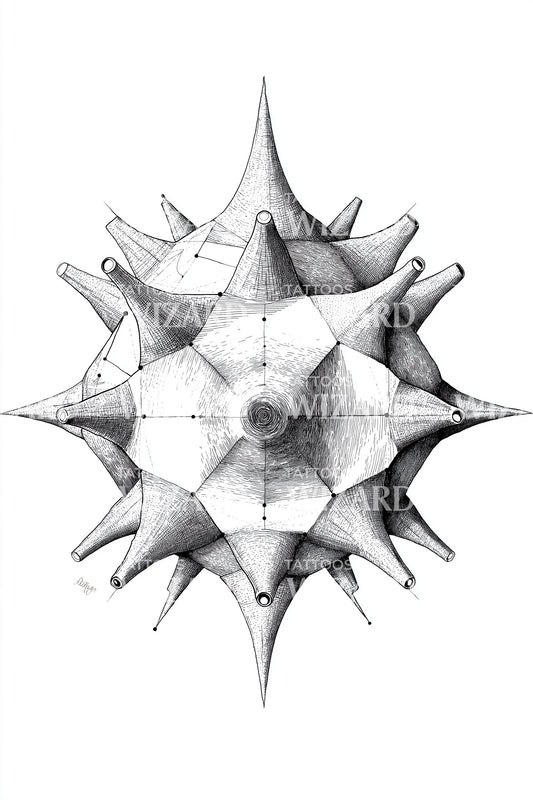 Geometric Spore Star Tattoo Design