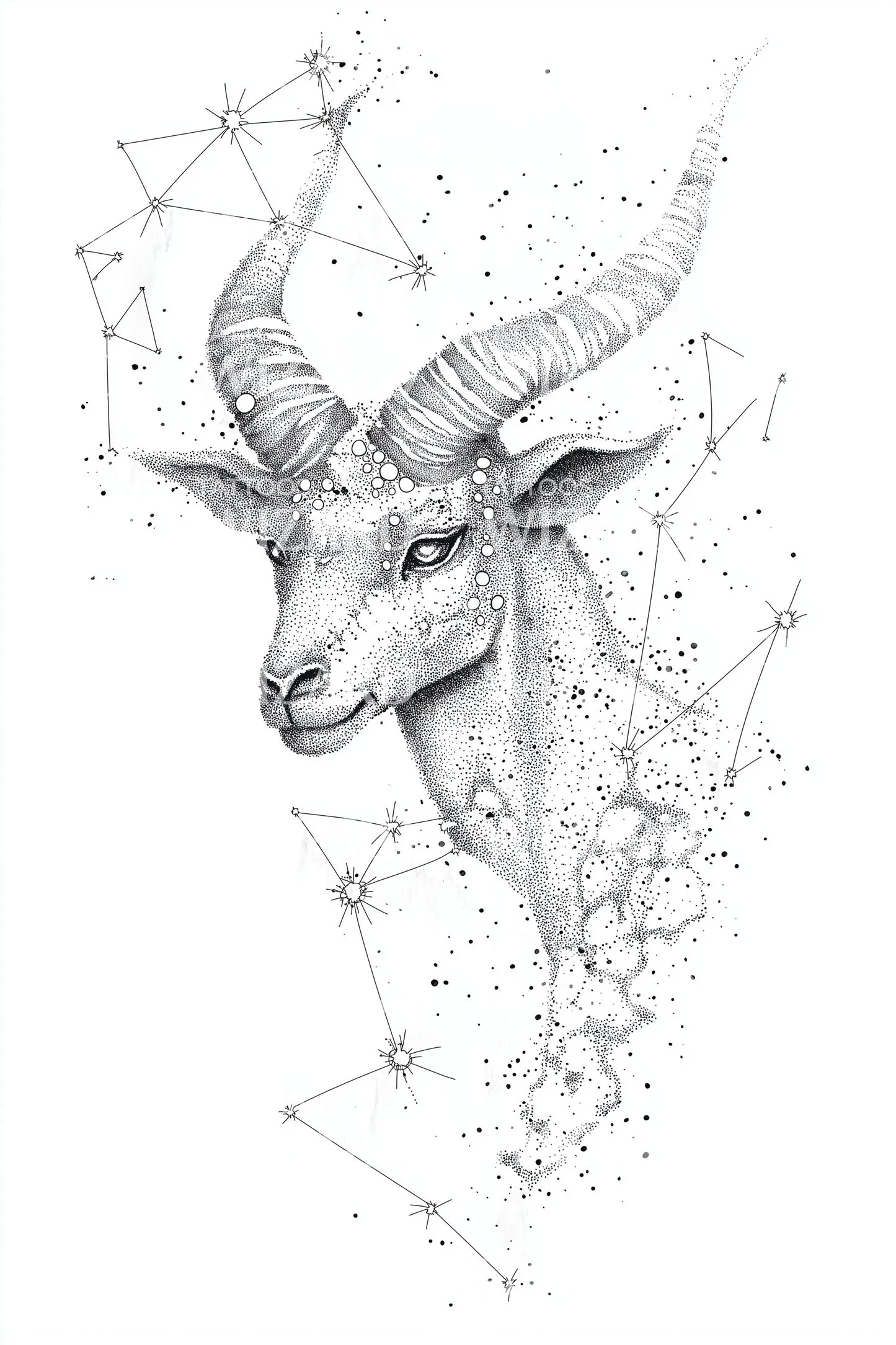Geometric Stag Portrait Tattoo Design