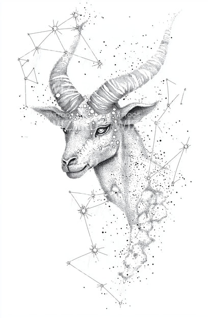 Geometric Stag Portrait Tattoo Design