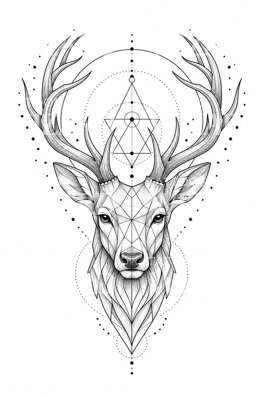 Geometric Stag Sacred Geometry Tattoo Design