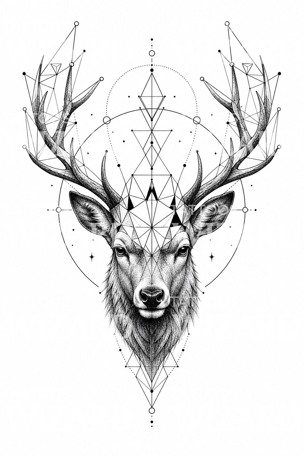Geometric Stag Tattoo Design