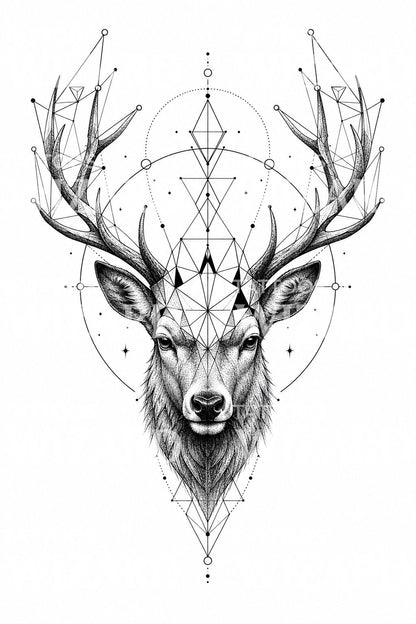 Geometric Stag Tattoo Design