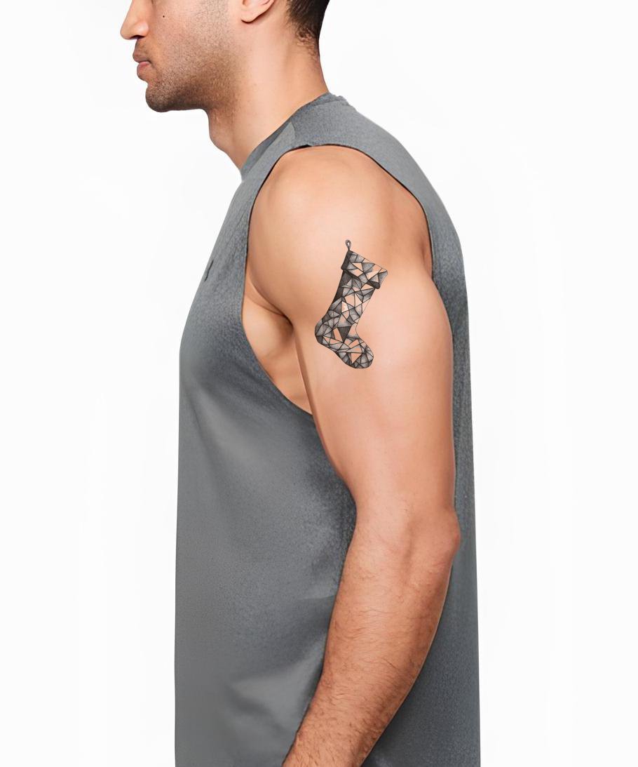 Geometric Christmas Stocking Tattoo Design